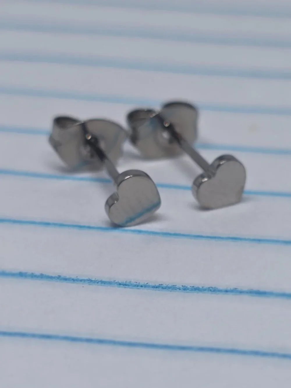 Titanium Flat Hearts Stud Silver Earrings B3873